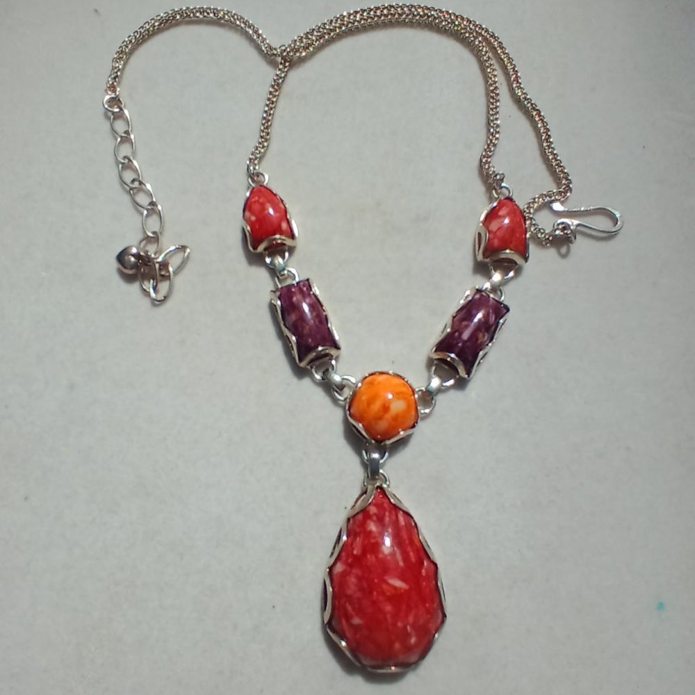 Jay King, DTR mine finds Spiny Oyster y-necklace 925 Sterling Silver